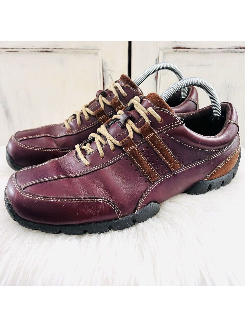Rockport Burgundy Leather Colfax Lace up Comfort Sneakers Loafers Mens 8W